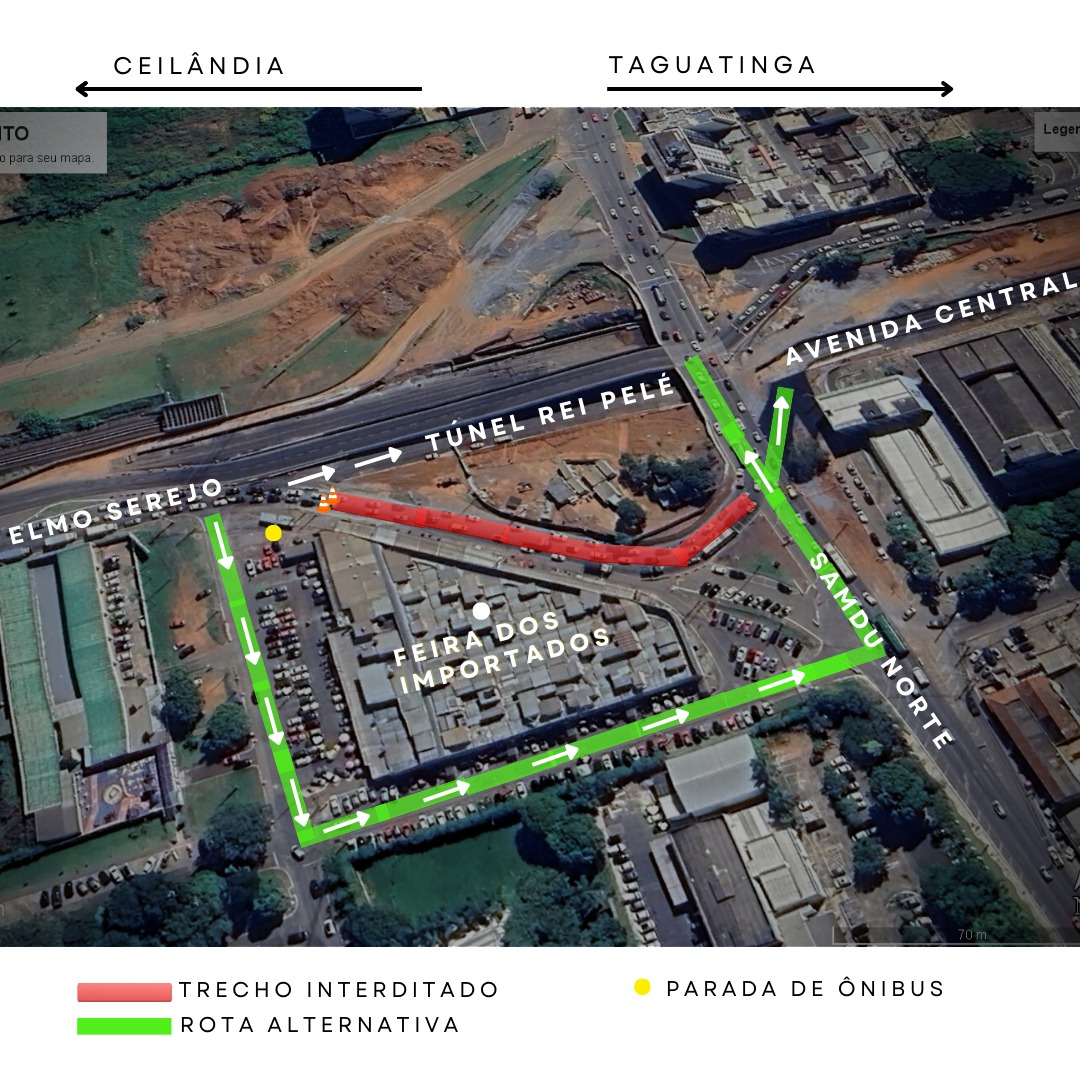 Taguatinga: tráfego de ônibus e caminhões é proibido no Túnel Rei